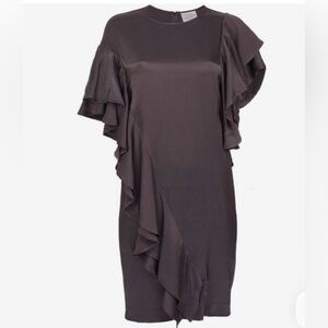 Baum und pferdgarten Asymmetrical formal Ruffled Dress in Charcoal size L